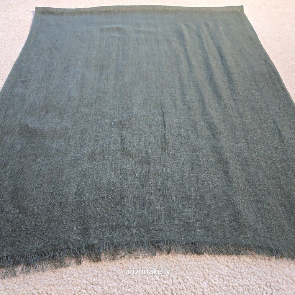 Eileen Fisher Linen Scarf Olive Green - Picture 6 of 10